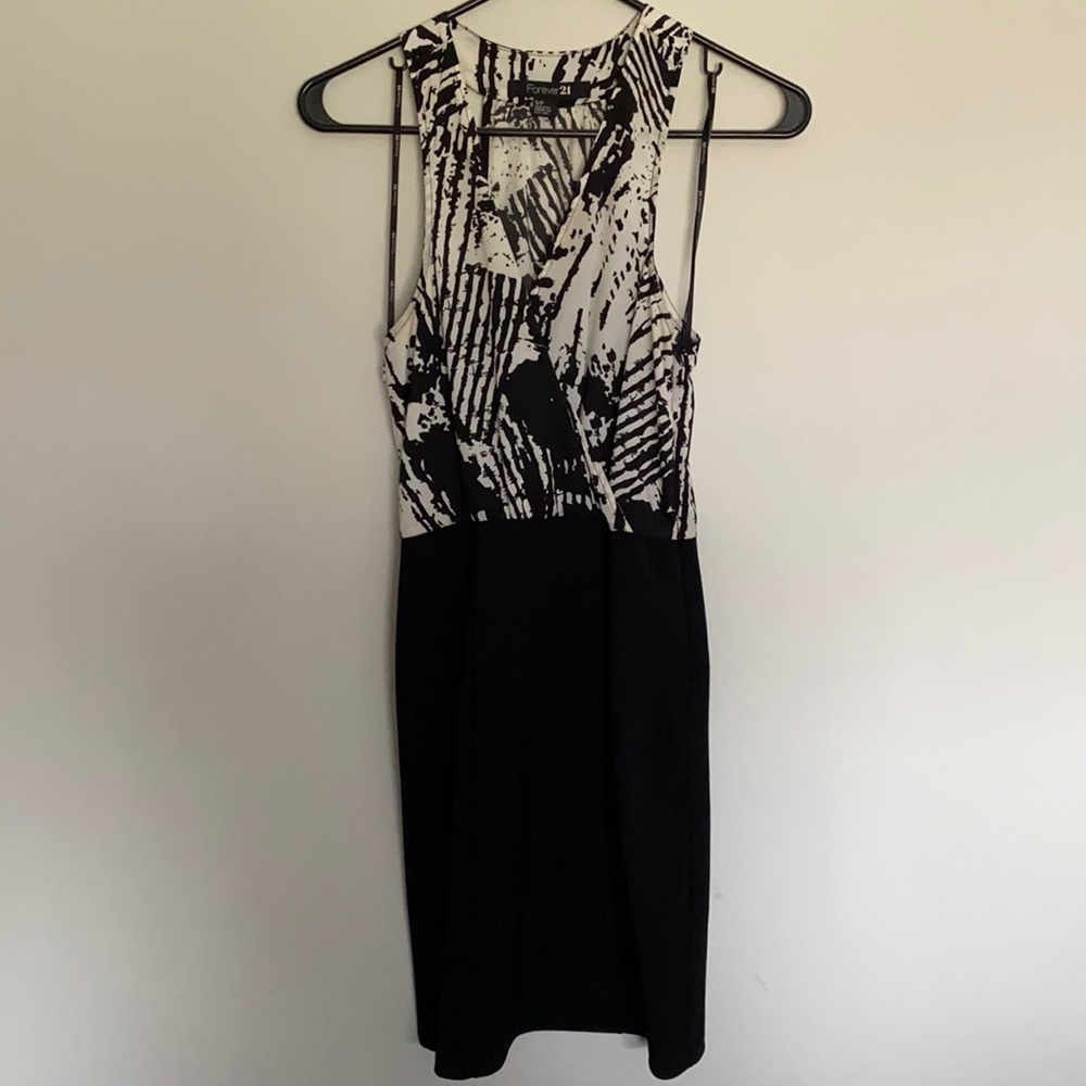 Racerback black and print dress